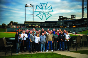 Stagehands local #124 enjoying a Great Night time Baseball Game in Beautiful Downtown Joliet.